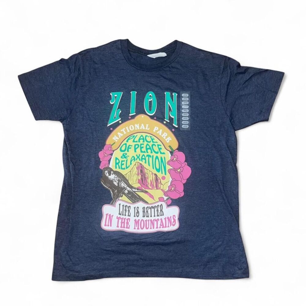 Unbranded Women's Navy Heather Zion National Park Tshirt SZ L NWT